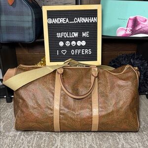 Etro Vintage Brown Paisley Duffel Bag